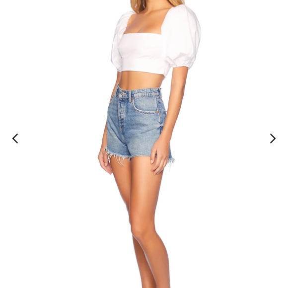 Susana Monaco White Puff Sleeve Crop Top - Picture 3 of 8